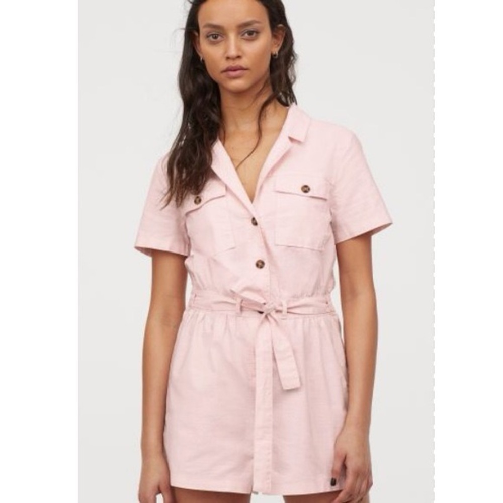 H&M. Pink Utility Romper. Size Small.